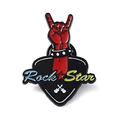 FireBrick Gesture Creative Rock Music Theme Enamel Pins, Black Alloy Badge for Clothes Backpack, FireBrick, 35.5x27x1.4mm