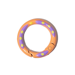 Оранжевый Пружинное кольцо из сплава, окрашенное распылением, полька точка рисунок, кольцо, оранжевые, 25x3.7 мм