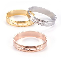 Mixed Color 304 Stainless Steel Bangles, with Rhinestone, Mixed Color, 1-7/8 inchx2-3/8 inch(4.9x6.05cm)