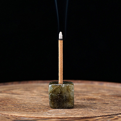 Labradorite Natural Labradorite Incense Burners, Sqaure Incense Holders, Home Office Teahouse Zen Buddhist Supplies, 15~20mm