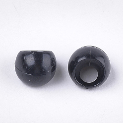Black Opaque AS Plastic Charms, Suzumaru Beads, Round, Black, 10x9.5x9mm, Hole: 4mm, about 1600pcs/500g