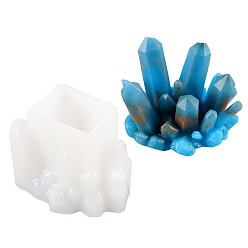 Blanc Moules en silicone à grappes de cristaux de bricolage, moules de résine, pour la résine UV, fabrication de bijoux en résine époxy, blanc, 72x96x72mm, diamètre intérieur: 75x50 mm