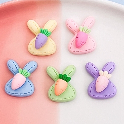 Mixed Color Opaque Resin Cabochons, for Hair Accessories, Rabbit with Carrot, Mixed Color, 22x17mm