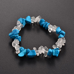 Turquoise Synthétique Bracelets extensibles avec perles de pierres précieuses, turquoise synthétique, 50mm