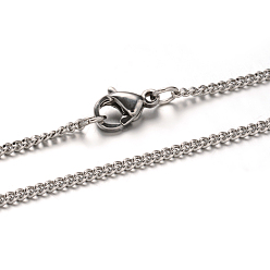 Stainless Steel Color 304 Stainless Steel Twisted Chain Necklaces, with Lobster Claw Clasps, Stainless Steel Color, 19.6 inch(50cm), 2mm