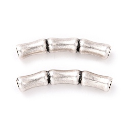 Antique Silver 925 Sterling Silver Tube Beads, Bamboop-shaped with Textured, Antique Silver, 18x4x3mm, Hole: 1.6mm, about 20Pcs/10g