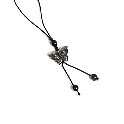 Butterfly Natural Silver Obsidian Pendant for Mobile Phone Strap, Haging Charms Decoration, Butterfly, 12cm