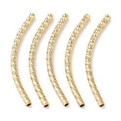 Real 24K Gold Plated Brass Tube Beads, Long-Lasting Plated, Curved Beads, Tube, Real 24K Gold Plated, 34x2mm, Hole: 1.2mm