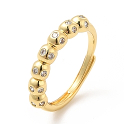 Настоящее золото 18K Покрытие стойки латунь микро паве прозрачные кольца из циркония, регулируемые кольца, без кадмия и без свинца, долговечный, реальный 18 k позолоченный, размер США 6, 2~2.5 мм, внутренний диаметр: 16.5 мм