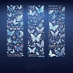 Azul Royal 3 hojas de pegatinas decorativas impermeables de pvc con estampado en caliente, calcomanías de mariposas autoadhesivas, para diy scrapbooking, azul real, 180x60 mm