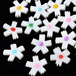 Mixed Color Natural Freshwater Shell Beads, with Enamel, Flower, Mixed Color, 15x14x4.5mm, Hole: 0.9mm