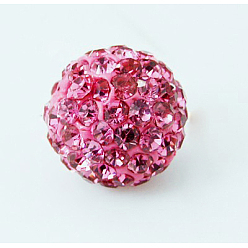 Rose Polymer Clay Rhinestone Beads, Pave Disco Ball Beads, Grade A, Round, Rose, 8mm, Hole: 2mm