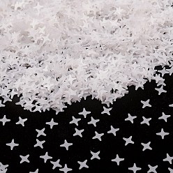 Blanc Fumé Perles de paillettes en plastique, Style mat, décorations artisanales à coudre, étoiles, fumée blanche, 4x4x0.2mm
