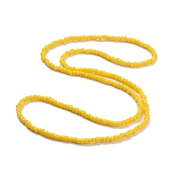Yellow Waist Beads, Glass Seed Beaded Stretch Waist Chain for Women, Yellow, 31-1/2 inch(80cm), Beads: 5mm