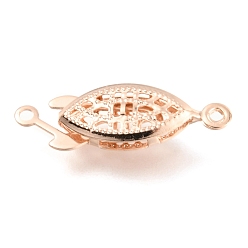 Rose Gold 304 Stainless Steel Box Clasps, Multi-Strand Clasps, Horse Eye, Rose Gold, 21.5x7x4mm, Hole: 1.2mm