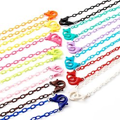 Mixed Color 13Pcs 13 Colors Personalized ABS Plastic Cable Chain Necklaces, Handbag Chains, with Lobster Claw Clasps, Mixed Color, 18.7 inch(47.5cm), 1pc/color