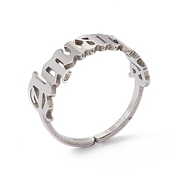 Aquarius 304 Stainless Steel Constellation Open Cuff Ring for Women, Aquarius, US Size 7 1/4(17.5mm)