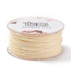 Moccasin Round Waxed Polyester Cord, Twisted Cord, Moccasin, 1mm, about 49.21 Yards(45m)/Roll