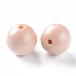 Pêche Perles acryliques opaques, ronde, peachpuff, 20x19mm, Trou: 3mm, environ111 pcs / 500 g