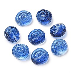 Royal Blue Transparent Glass Beads, Conch, Royal Blue, 13x14x9mm, Hole: 1mm