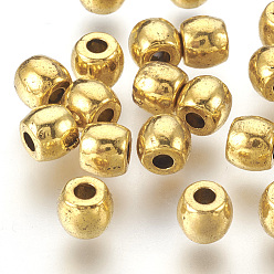 Antique Golden Tibetan Style Alloy Beads, Lead Free & Nickel Free & Cadmium Free, Barrel, Antique Golden Color, 6mm in diameter, 5mm thick, hole: 2.5mm