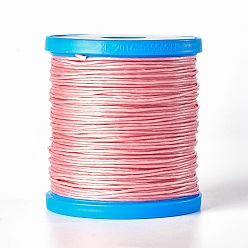 Pink Round Waxed Cords, Micro Macrame Cord, Polyester Leather Sewing Thread, for Bracelets Making, Beading, Crafting, Bookbinding , Pink, 1mm, about 87.48 yards(80m)/roll