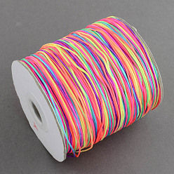 Разноцветный 1 мм китайский узел макраме Rattail ювелирные изделия поток круглые нейлоновые шнуры, красочный, 1 мм, около 328.08 ярдов (300 м) / рулон