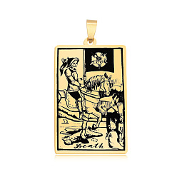 Oro 201 colgantes de acero inoxidable, patrón grabado con láser, colgantes de cartas de tarot, dorado, muerte xiii, 40x24x1 mm, agujero: 8x4 mm