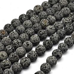 Lava Rock Unwaxed Natural Lava Rock Bead Strands, Round, 16mm, Hole: 1.5mm, about 25pcs/strand, 15.5 inch