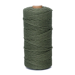 Dark Olive Green 100M Round Cotton Braided Cord, for DIY Handmade Tassel Embroidery Craft, Dark Olive Green, 3mm, about 109.36 Yards(100m)/Roll