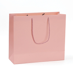 Pink Sacs en papier kraft, sacs-cadeaux, sacs à provisions, sacs de mariage, rectangle avec poignées, rose, 280x320x115.3mm