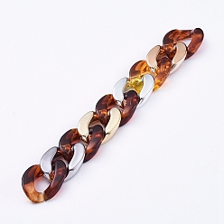 Шоколадный Акриловые цепочки с искусственными камнями ручной работы, с пластиковым соединительным кольцом CCB, цвет шоколада, ссылка: 29x21x6 mm, около 39.37 дюйм (1 м) / прядь