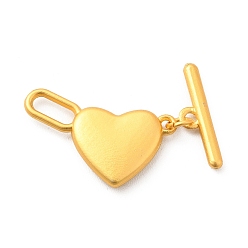 Mate Dorado Color Cierres de aleación, sin plomo y el cadmio, corazón, color dorado mate, corazón: 20x11.3x3 mm, agujero: 5.5x2 mm, bar: 15.5x4.4x2 mm, agujero: 1.2 mm
