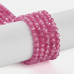 Rouge Brins de perles de zircon cubique, facettes rondelle, rouge, 3mm, Trou: 0.6mm, Environ 131 pcs/chapelet, 15.16 pouce (38.5 cm)