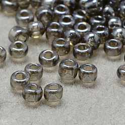 Dark Gray 12/0 Grade A Round Glass Seed Beads, Transparent Colours Lustered, Dark Gray, 12/0, 2x1.5mm, Hole: 0.3mm