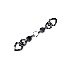 Black Alloy Enamel Heart Bag Strap Extenders, with Swivel Clasps, for Bag Replacement Accessories, Gunmetal, Black & White, 17cm