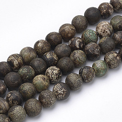 Coconut Brown Dyed Natural Agate Beads Strands, Round, Coconut Brown, 8~8.5mm, Hole: 1mm, about 47pcs/strand, 15.5 inch