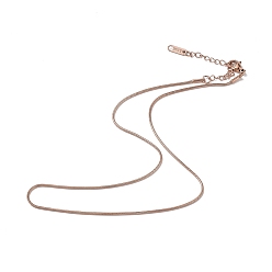 Rose Gold Ion Plating(IP) 304 Stainless Steel Round Snake Chain Necklace for Men Women, Rose Gold, 15.83 inch(40.2cm)