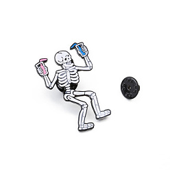 Skull Safety Brooch Pin, Alloy Enamel Badge for Suit Shirt Collar, Skull, 44x29mm