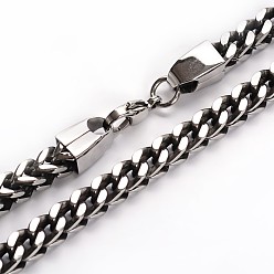 Stainless Steel Color Trendy 304 Stainless Steel Curb Chain Necklace, with Lobster Claw Clasps, Stainless Steel Color, 23.6 inch(60cm)