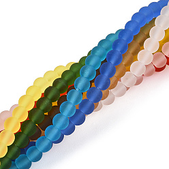 Color mezclado Cuentas de vidrio transparentes, esmerilado, rondo, color mezclado, 8~8.5 mm, agujero: 1.5 mm, sobre 51~53 unidades / cadena, 14.96 pulgada ~ 15.55 pulgada (38~39.7 cm)