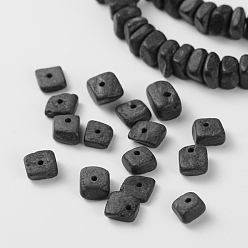Coffee Natural Coconut Nugget Bead Strands, Black, 6~9x2~6.5mm, Hole: 1mm, about 102pcs/strand, 16.9 inch