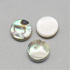 Colorful Paua Shell Cabochons, Flat Round, Colorful, 10x3mm