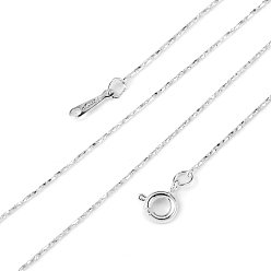 Silver Brass Chain Necklaces, Thin Chain, Silver Color Plated, 0.5mm wide, 16.5 inch