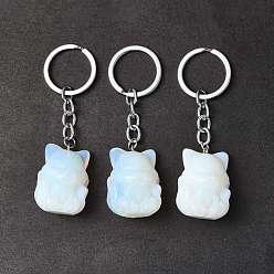 Opalite Porte-clés opalite, avec des fermoirs porte-clés en fer, fox, 8 cm