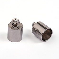 Stainless Steel Color 304 Stainless Steel Cord Ends, End Caps, Column, Stainless Steel Color, 11x7mm, Hole: 2mm, Inner Diameter: 6mm