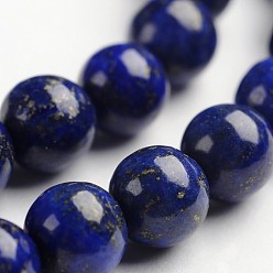 Lapis Lazuli Round Dyed & Natural Lapis Lazuli Gemstone Bead Strands, Dyed, 8mm, Hole: 1mm, about 48pcs/strand, 14.9 inch
