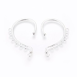 Silver Alloy Earring Hooks, with Horizontal Loop, Silver, 57x36x2mm, 12 Gauge, Hole: 2mm