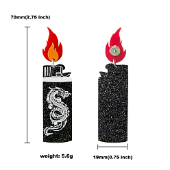 Черный Серьги-гвоздики с зажигалкой в виде дракона из сплава, готические украшения для женщин, чёрные, 70x19 мм