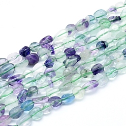 Fluorite Natural Fluorite Beads Strands, Tumbled Stone, Nuggets, 5~12x6~7mm, Hole: 0.8mm, about 46~57pcs/strand, 15.16 inch(38.5cm)